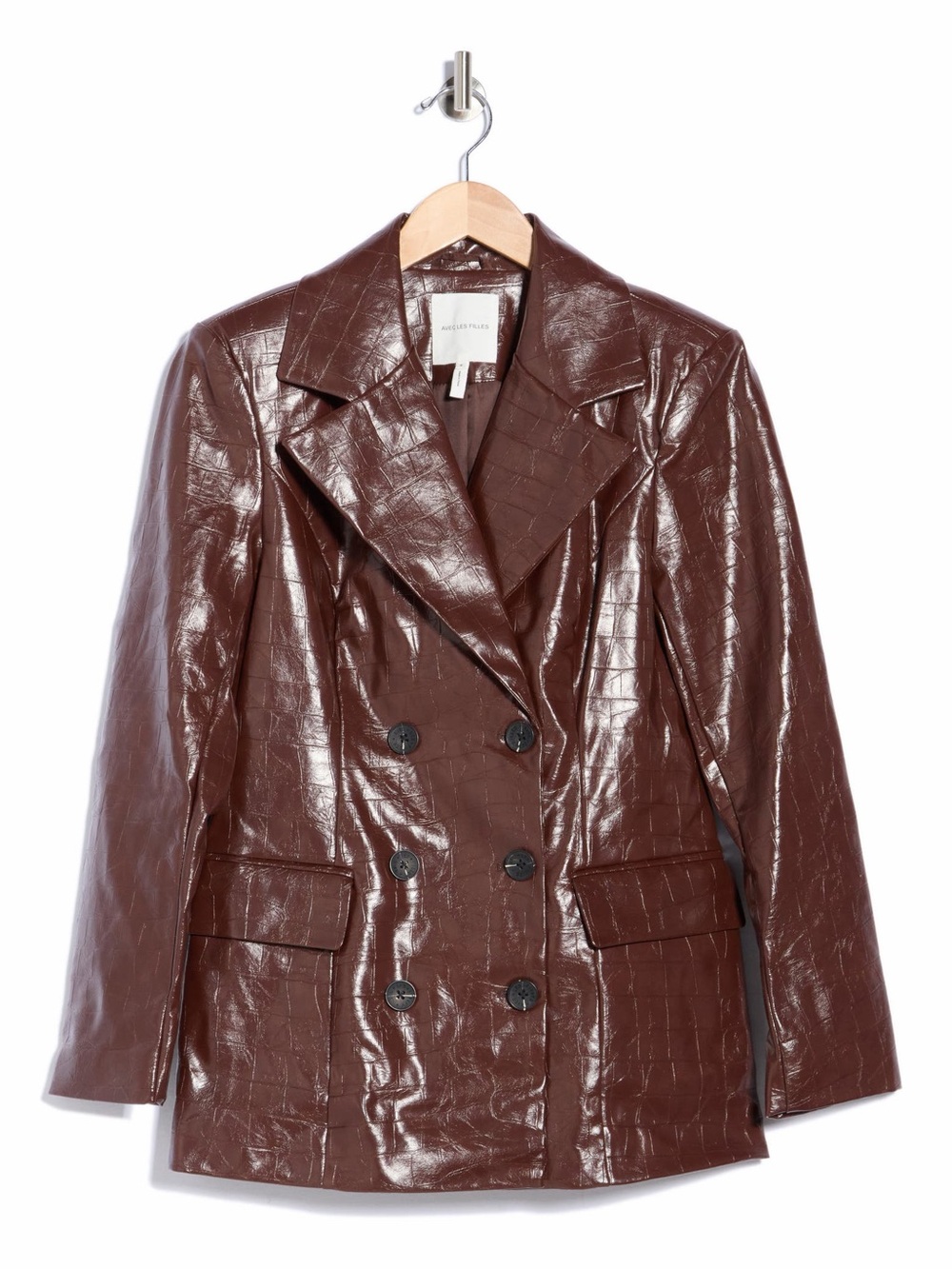 Avec Les Filles Croc Embossed Faux Leather Jacket NWT Size XS